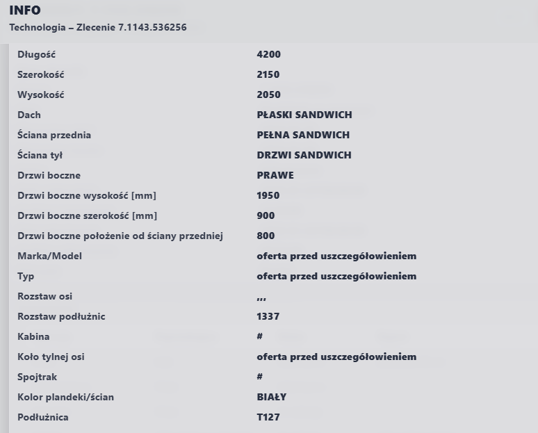 Szczegóły / technologia zlecenia
